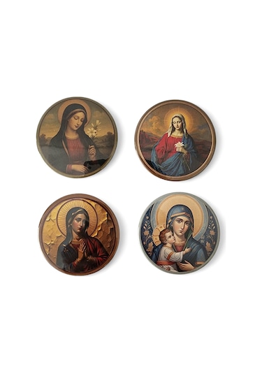 Meryem Ana Magnet 1.set - 4'lü Meryem Ana Magnet Karışık Renkli