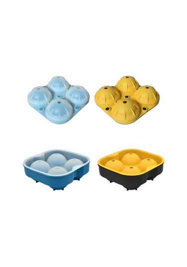 Xiyyadms Yemek Grubu Silikon Buz Topu Kalıbı Küçük Boy, Mavi-sarı 2 Adet - 4-6 Saatte Hızlı Buz Oluşturucu, Kahve İçecekleri İçin Uygun Çok Renkli