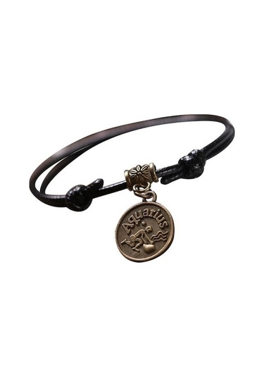 Novahub Aquarius 12 Takımyıldızları Yuvarlak Charm Suni Deri Halat Halhal Ayak Zinciri Ayak Bileği Bilezik Çok Renkli Çok Renkli