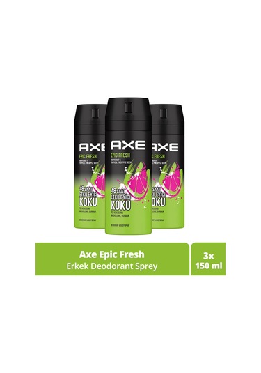 Axe Epic Fresh Erkek Deodorant ve Vücut Spreyi 3 x 150 ML