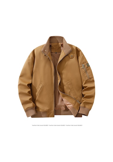 Düz Renk Günlük Sportif Bol Erkek Uçuş Ceketi Yeşil