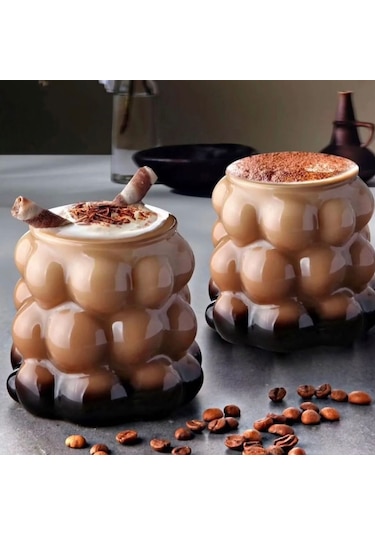 2 Adet - Cam Pipetli Soğuk, Sıcak Kahve Sunum Bardağı