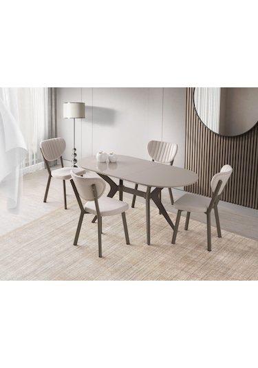 Star Capuccino Lak Panel Mutfak Masa Sandalye Takımı 82x138 Cappuccino