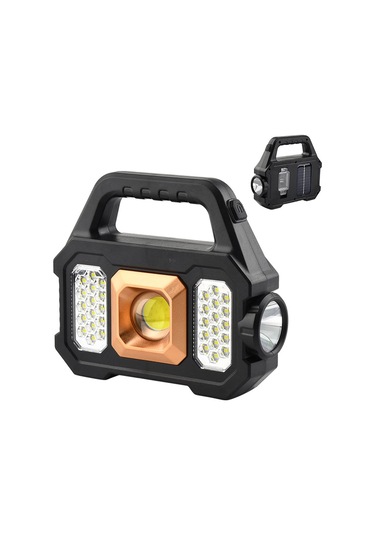 Xindoker Güneş Enerjili Çok Fonksiyonlu Fener: 500 Lumen Led, Su Geçirmez, Powerbank, Cob Yan Işık - Altın 2205a Altın