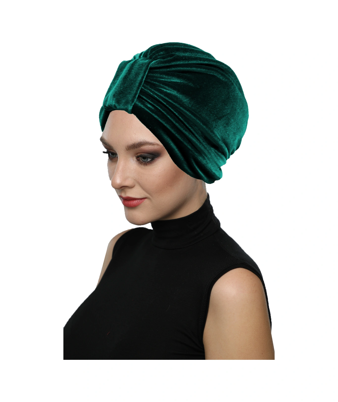 Kadife Kardelen Astarlı Yeşil Hazır Türban Tesettür Bone Yeşil