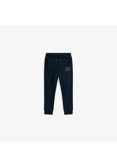 Tommy Hilfiger Cuffed Leg Logo Çocuk Siyah Eşofman Altı Kb0kb09559 Siyah