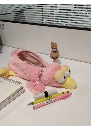 Pembe Lala Kuş Kalem Çantası Peluş Bebek Yaratıcı Kırtasiye Kalem Çantası Kırtasiye Kutusu Öğrenci Depolama Wlqeca Beyaz - Pembe