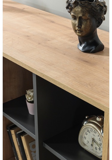 4609 Şile Metal Ayaklı Metal Kulplu 160 Cm Konsol - Yemek Odası Antrasit - Safir Antrasit - Safir