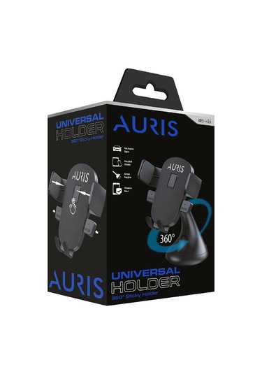 Auris H16 Vantuzlu 360 Döner Araç İçi Telefon Tutucu Siyah
