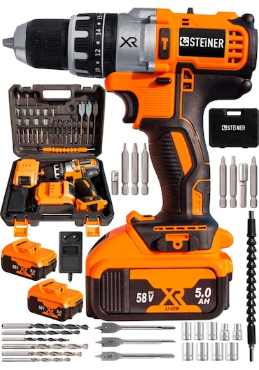 Steiner XR 58 V 5Ah Trnc Li-ion Çift Akülü Şarjlı Vidalama Matkap + Pro Set