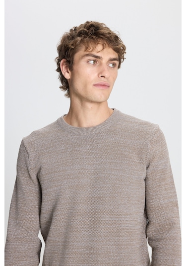 Erkek Bronz-lacı 2'li Paket Pamuklu Standart Fit Normal Kesim Bisiklet Yaka Triko Kazak Bronz-lacı