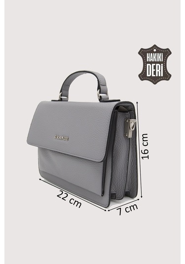 Hakiki Deri Kadın El Çantası Gri Smr9022 GRİ