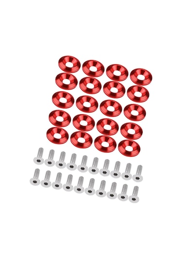 Kosona 20 Adet Kırmızı Otomobil Tampon/şerit Sabitleme Somunu Ve Cıvata Seti - Cnc Alüminyum, Dayanıklı, Evrensel Uyumlu, Dekoratif