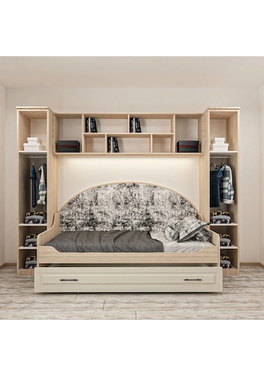 Modern Sedirli Genç Odası Takımı Mdf Antrasit