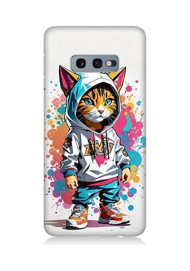 Samsung Galaxy S10e Uyumlu Kapşonlu Sarmal Kedi Desenli Silikon Kılıf