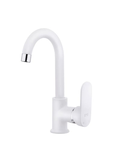 Bms Armatür Mercan Kuğu Lavabo Bataryası Mat Beyaz 368B