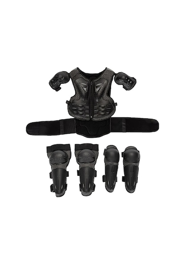 Suntek Çocuklar İçin Motosiklet Zırh Takım Diz Dirsek Göğüs Sırt Koruyucu Pedleri Siyah