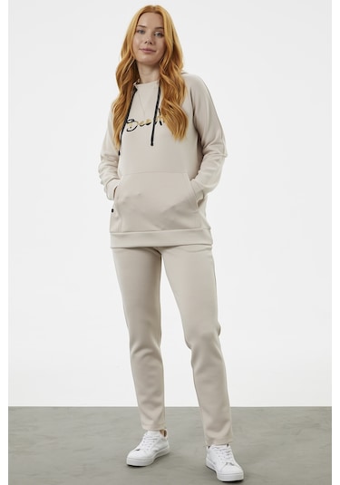 Kanguru Cepli Dalgıç Kumaş Eşofman Takım - Taş 001