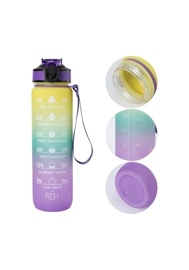 Su Şişesi Spor İçme Bardağı Plastik Su Bardağı 1000ml - Doğrudan Satış Mavi Ve Pembe Çok Renkli