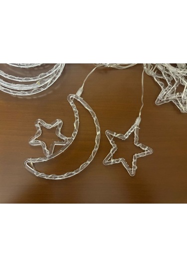 Led Işık - Ay Yıldız Perde 10 Saçaklı Renkli