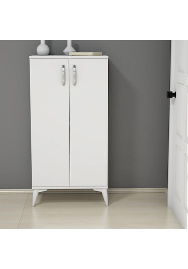 Ferniso Mobilya 2 Kapak 4 Bölmeli Ayakkabılık Beyaz