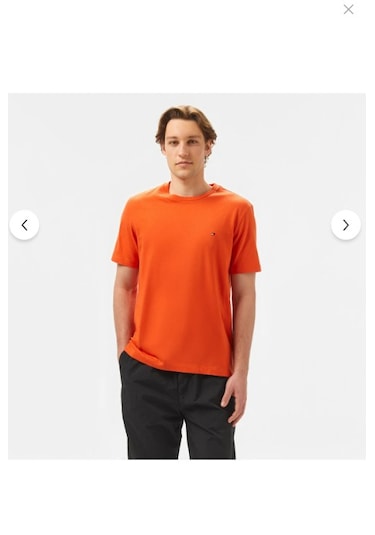 Tommy Hilfiger Klasik Sıfır Yaka T-shirt Turuncu
