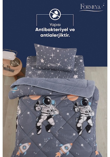 Formeya Astronot Çift Taraflı Welsoft Yorgan Yastık Kılıfı Seti Çarşafsız