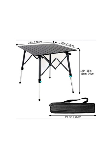 Madfox Skylıte Yüksekliği Ayarlanabilir Kamp Masası Siyah
