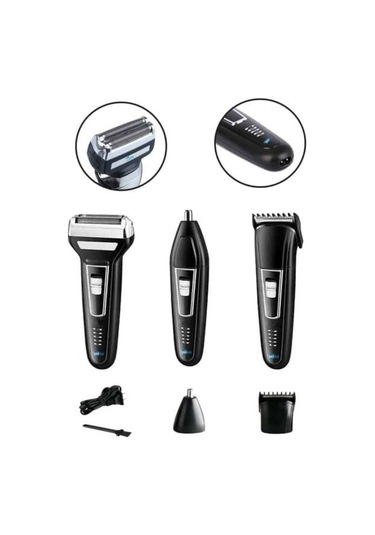 Tıraş Makinesi 3 Başlıklı T Başlıklı Hassas Ciltlere Özel Saç Sakal Vücut Kulak Ve Burun