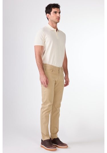 Dufy Vizon 5 Cep Düz Renk Slim Fit Erkek Pantolon Vizon