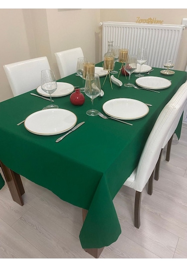 Sıvı Geçirmez Dertsiz Masa Örtüsü Koyu Yeşil 25 Parça
