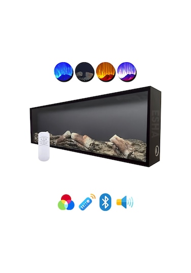 Esha Home Elektrikli Yapay Dekoratif Şömine Bluetooth I 125x30cm