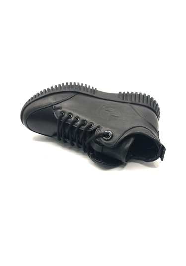 Venüs Rtew Hakiki Deri Düz Kaymaz Taban Ortopedik Kadın Bot Siyah