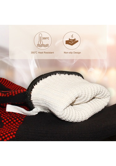 Xindoker Kırmızı 35cm 350 C Isı Dayanıklı Silikon Işılaklı Barbekü Eldiveni - Fırın, Mangal, Pişirme İçin Anti Kayma Isıl Koruma Eldiveni Çok Renkli