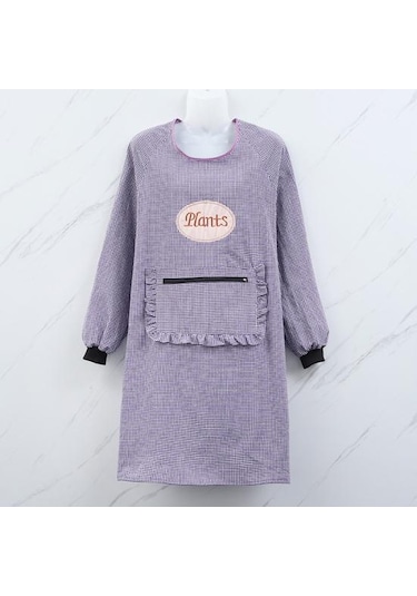 Mavi Temizleyici Ürünler Kadın Uzun Kollu Yağ Geçirmez Pamuk Ev Mutfak Pişirme Temiz Önlük Cep Önlük