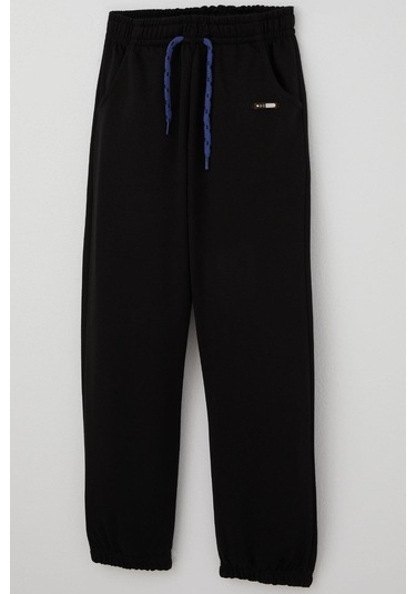 Breeze Erkek Çocuk Eşofman Altı Bağcık Aksesuarlı Arma Detaylı 4-8 Yaş, Siyah Siyah