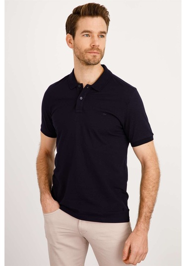 İgs Modern Fit Dar Kalıp Erkek Polo Yaka Tişört Lacivert