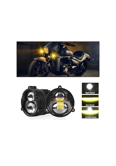 Motion003 1 Bilgisayar Kamyon Araba Led Sis Farı Yüksek Düşük Işık Kehribar Beyaz İki Renkli Motokros Lazer Spot