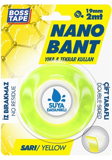2 Metre Çok Güçlü Çift Taraflı Nano Bant Sarı
