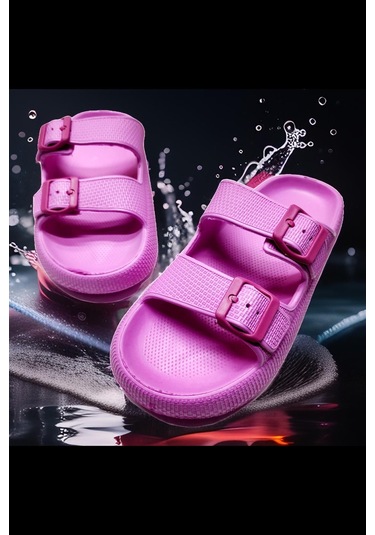 Çift Toka Eva Ayarlanabilir Suya Dayanıklı Deniz,havuz,plaj Terliği Siyah