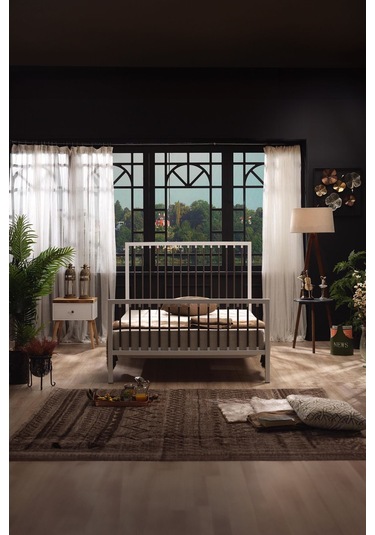 Breeze Tek Kişilik Ferforje Metal Karyola Beyaz-kahverengi Ahşap Latalı