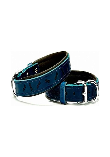 Doggie Kemik Desenli Deri Köpek Boyun Tasması Mavi Sbt-2035 M Mavi