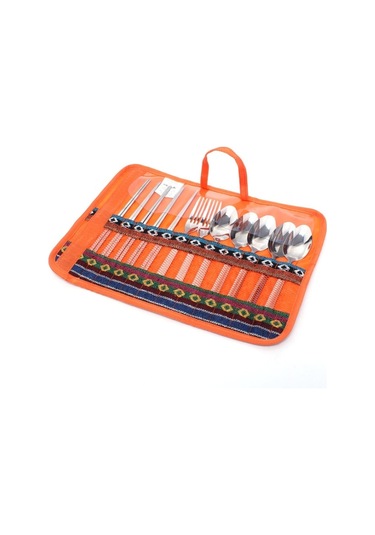 Sones Açık Sofra 12 Parça Takım Elbise Kamp Taşınabilir Paslanmaz Çelik Çubuklarını Bıçak Çatal Kaşık Malzemeleri Piknik Çantası Çok Renkli