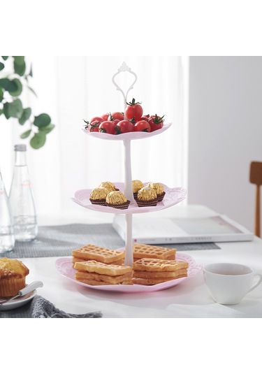 Wezone 3 Katlı Pasta Rafı, Ev Parti Tatlı Tepsisi, Mutfak Meyve Sepeti, Dayanıklı Malzeme, Beyaz Tabak Altın Çubuk, Ev Kullanıma Ideal DiğER