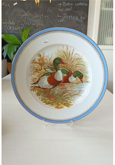 Nurantik Limoges Antika Porselen Duvar Tabağı 32 Cm