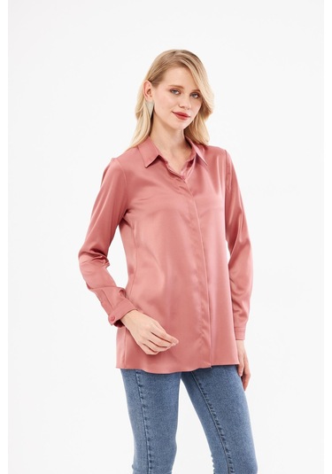 Klasik Saten Gömlek Gül Kurusu GÜL KURUSU