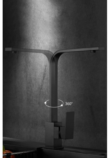Kare Siyah Model Aç Kapa Mutfak Eviye Bataryası Siyah