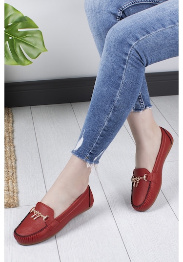 Khayt Fury Casual Günlük Kadın Babet Ayakkabı Kırmızı