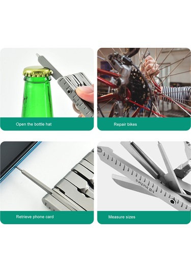 Tenfowee Stainless Steel Çok İşlevli Katlanabilir Pense - Ev Ve Doğa İçin Tornavida, Açıcı, Cetvel Ve 25 Araç Seti
