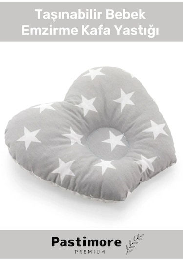Premium Rahat Şık Taşınabilir Bebek Emzirme Kafa Yastığı Gri Bıngıldak Yastığı